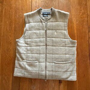 Polo Golf Ralph Lauren Vest Size XL Tan Quilted Wool Cashmere